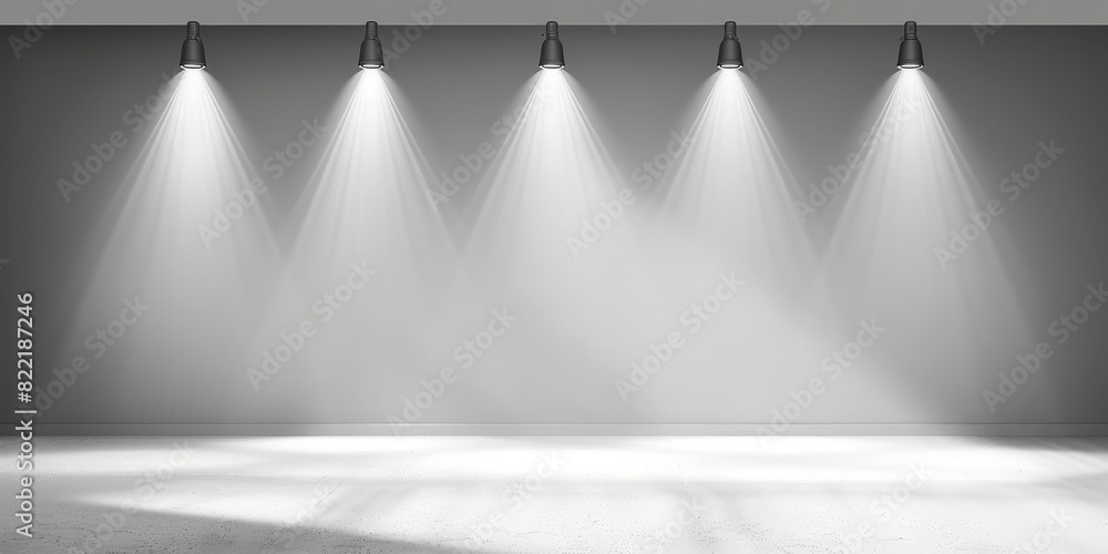Poster abstract white empty room with spotlight , empty studio for product display presentation
