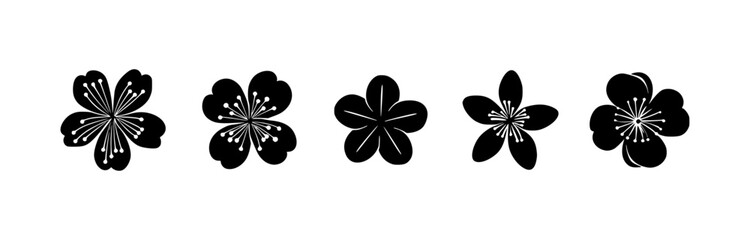 collection of cherry blossom illustration and icon - flat design