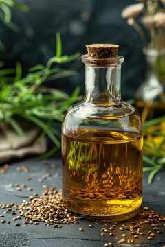 kenaf essential oil. Selective focus