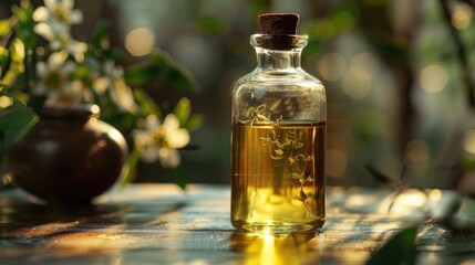 Merula essential oil. Selective focus