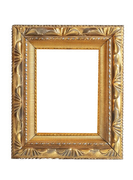 cadre de tableau avec moulures et dor&eacute; &agrave; la feuille d'or, fond transparent