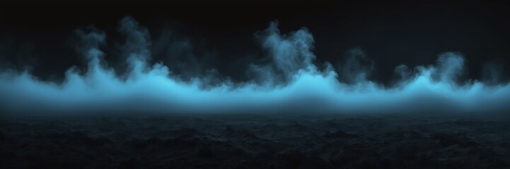 blue fog on plain black dark background from Generative AI