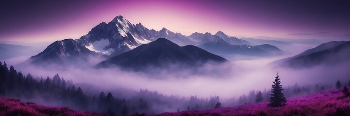 Obraz premium purple fog on mountain dark background from Generative AI