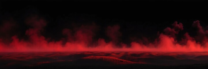Fototapeta premium red fog on plain black dark background from Generative AI