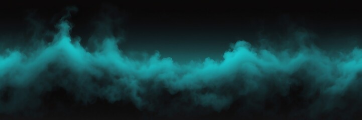 Obraz premium teal fog on plain black dark background from Generative AI