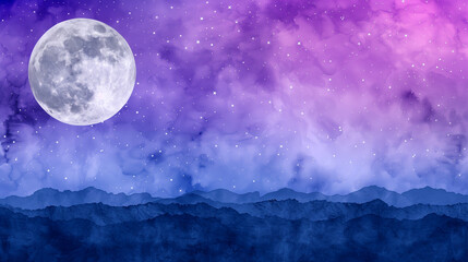 Two planets in space with a purple sky. The sky is filled with stars and clouds. The planets are close to each other and appear to be floating in the sky