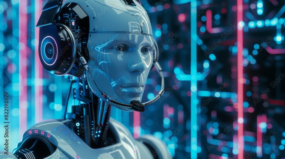 Poster the robot receives the call, answers the call, talks with the customer on the phone or via chat. web