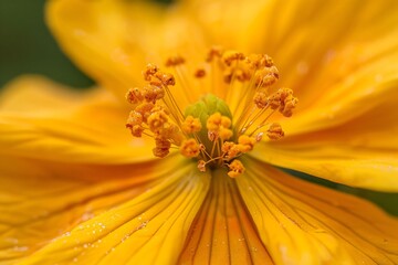 Close up of a yellow flower with detailed stamens perfect for sustainable floral arrangements