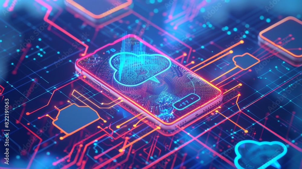 Poster the cloud computing concept is the exchange and storage of data securely over a mobile device or the