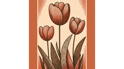 Vibrant Easter Poster with Adorable Chicks, Beautiful Gladiolus Flowers, Colorful Easter Eggs, and a Cheerful Bunny in Retro Style - Perfect for Celebrating the Holiday with Warm Colors and Modernism