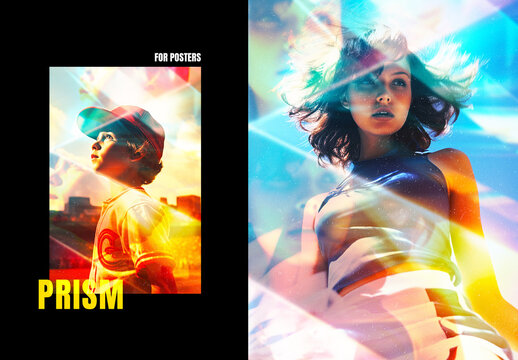 Prismatic Fragments Poster Photo Effect Mockup