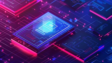A isometric concept of Internet mobile banking. Online banking through a smartphone app. Security financial information and protection accessing bank accounts, money.