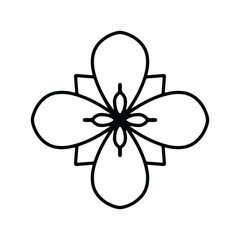 Simple shape mandala flowers, abstract floral elements, meditative flower motif. Flower sign and symbol.