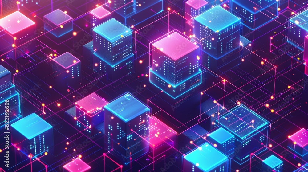 Poster datacenter servers mine cryptocurrencies, process big data consisting of blockchains comprising bloc