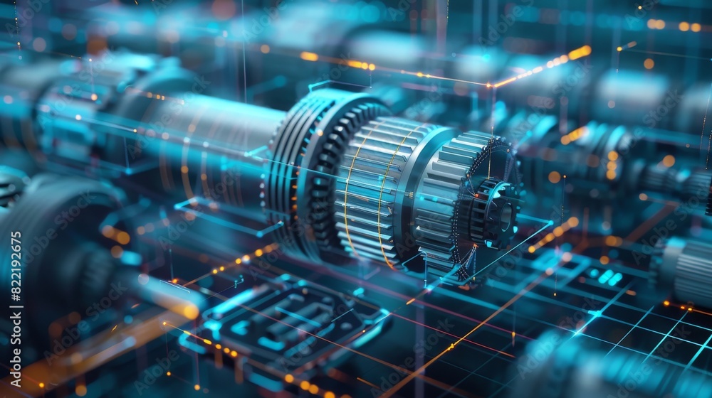 Poster engineering technology concept. cad system. generation of 3d models, 3d printing of metal parts. com