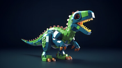 Obraz premium robot Allosaurus 3d pixel