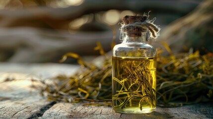 salicornia essential oil. Selective focus