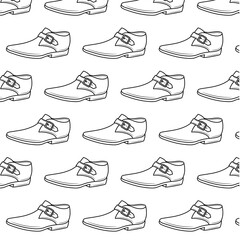 Men's Monk-Strap Shoes, vector line seamless pattern background