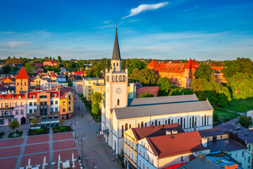 City center of Bytow city with old town architecture, Pomerania. Poland