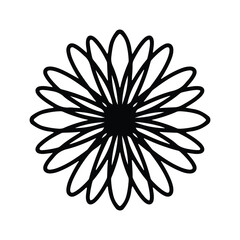 Simple shape mandala flowers, abstract floral elements, meditative flower motif. Flower sign and symbol.