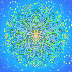 Mandala seamless pattern. Vintage decorative elements. Hand drawn background. Islam, Arabic, Indian, ottoman motifs. Geometric circle element in vector. Kaleidoscope, medallion, yoga concept.