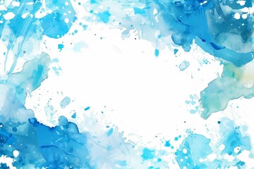 Obraz premium 水をイメージした水彩画のフレーム（背景・暑中見舞い・壁紙） 」