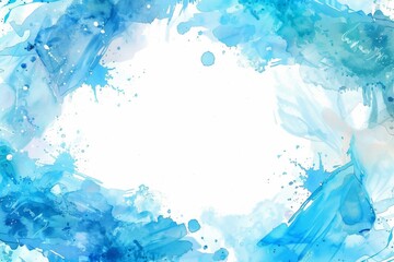 水をイメージした水彩画のフレーム（背景・暑中見舞い・壁紙） 」