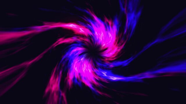 Seamless twirl rotating twisted shining bright core sol fire background loop. Looped rotated twist soul sun flames creative. Purple violet lilac colors.