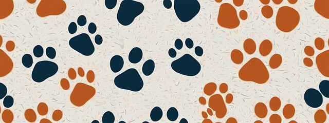 2d minimalistic art print paws on a white plain background, abstract cute animal design, dog footprint pattern

