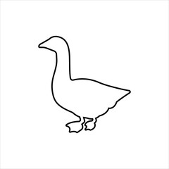 Duck silhouette outline icon vector. Farm duck icon. Livestock concept. Meat sign on white background. Duck meat badge. Duck illustration. Butcher logo