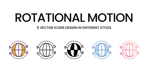 Rotational Motion Icons different style vector stock illustration