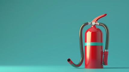 Red fire extinguisher against a blue background, symbolizing fire safety and emergency preparedness.