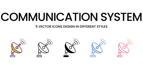 Communication System Icons different style vector stock illustration