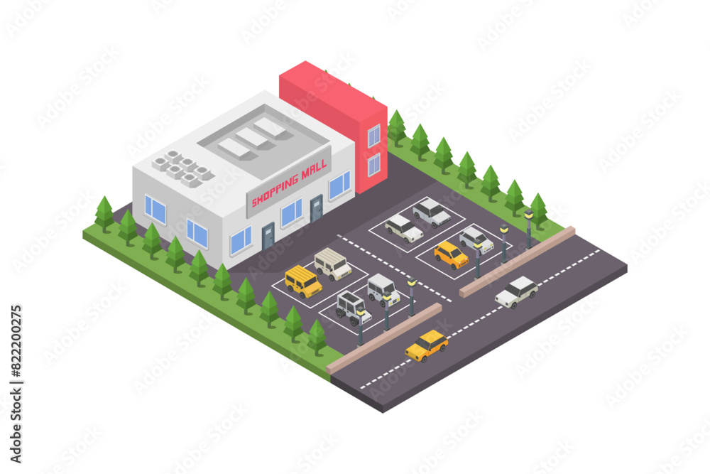 Poster isometric shopping mall