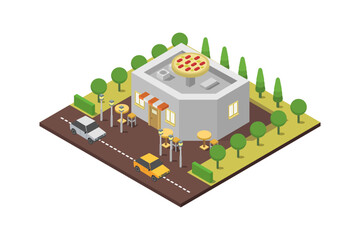 Isometric pizzeria building