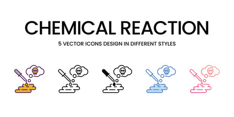 Chemical Reaction Icons different style vector stock illustration