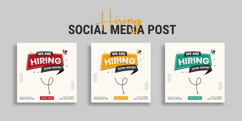 We are hiring job vacancy social media post or square web banner template vector design	