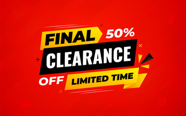 Final clearance special sale banner template design, Special offer sale tag, sale offer banner. Sale discount promotion template for marketing, vector editable illustration.