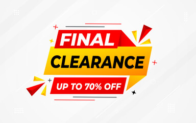 Final clearance special sale banner template design, Special offer sale tag, sale offer banner. Sale discount promotion template for marketing, vector editable illustration.