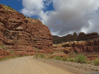 Single Lane Dirt Road in Red Rock Country, Moki Dugway in Utah, Highway 261