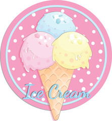 Ice Cream Logo. Cartoon Vector Illustration. 