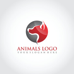 Animal Logo Template. Head Dog. Vector Illustration