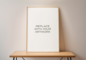 Frame Interior Canvas Wall Art Poster Room Mockup Template with Generative AI