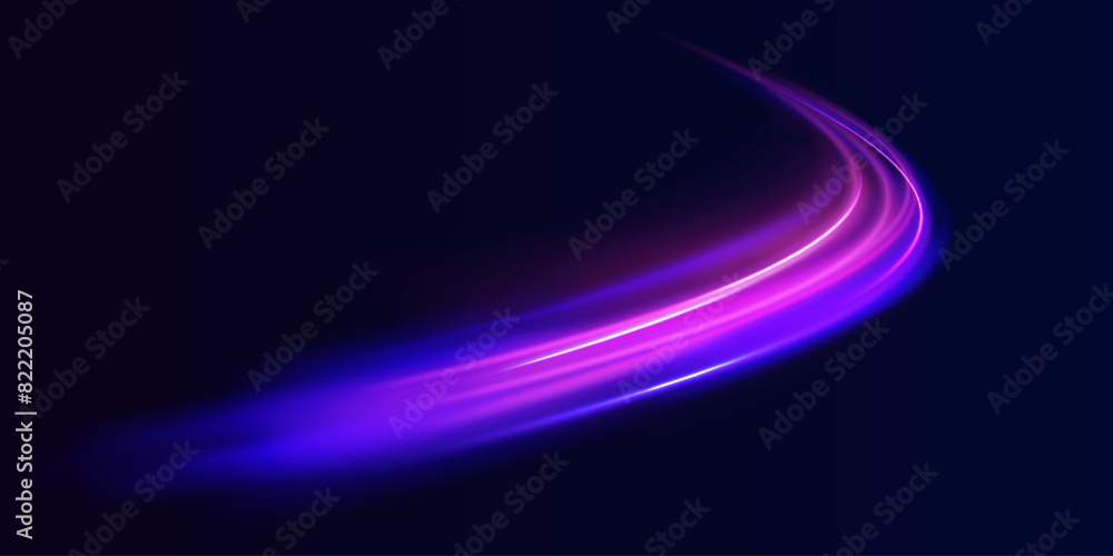 Aufkleber cyberpunk light trails in motion or light, light motion trails. abstract speed movement pattern with