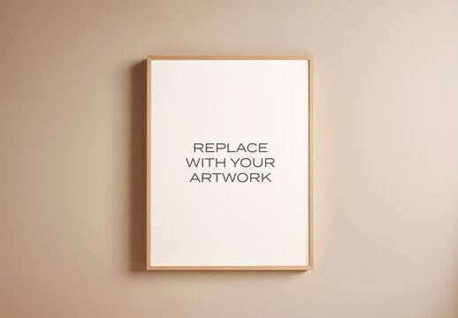 Frame Interior Canvas Wall Art Poster Room Mockup Template with Generative AI