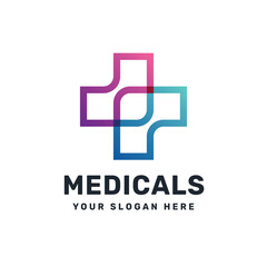 medical health plus line logo design