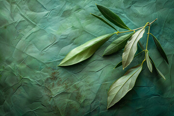 Overhead View of an Olive Leaf on Abstract Background