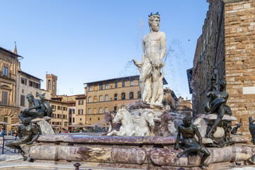 Florence, Italy - April 10, 2024: streets of Florence city center with surrounding area full of...
