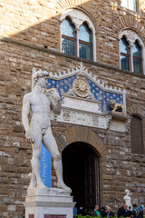 Florence, Italy - April 10, 2024: streets of Florence city center with surrounding area full of...