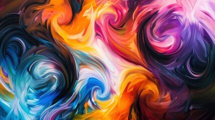 Obraz premium A colorful swirl of paint with a blue and orange swirl in the middle